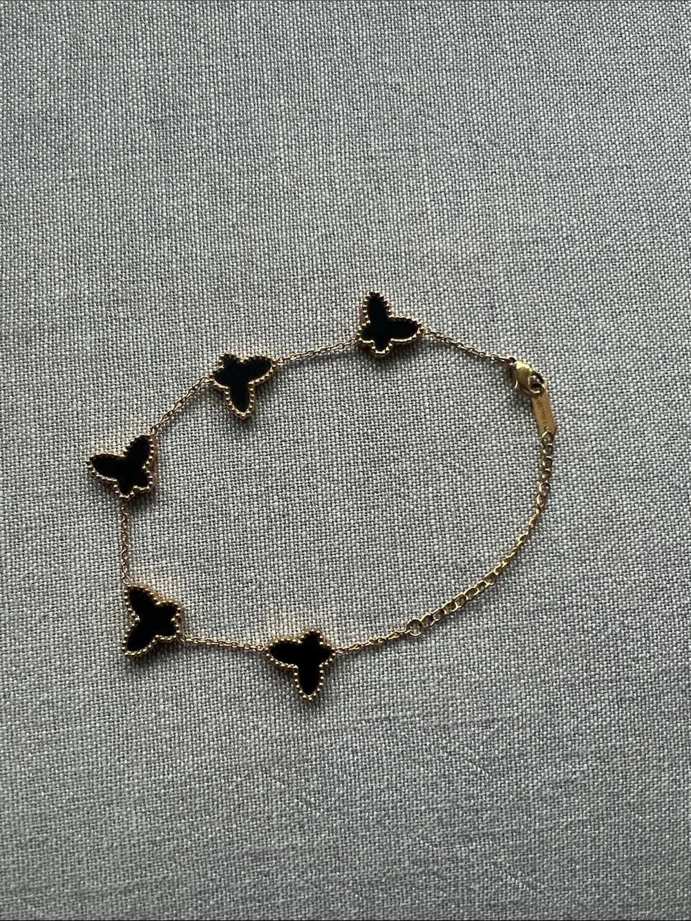 Gold Butterfly Link Bracelet with Black Enamel Accents